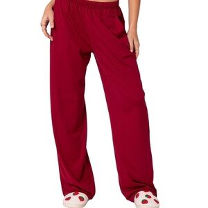 NWT Edikted Jayla Slouchy Pants Burgundy XS w pockets cotton